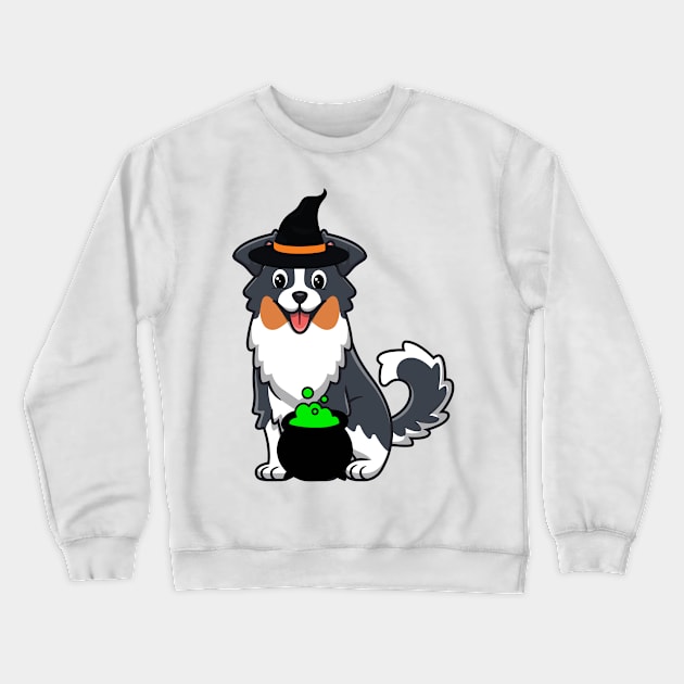 Funny Collie Dog is wearing a witch costume Crewneck Sweatshirt by Pet Station